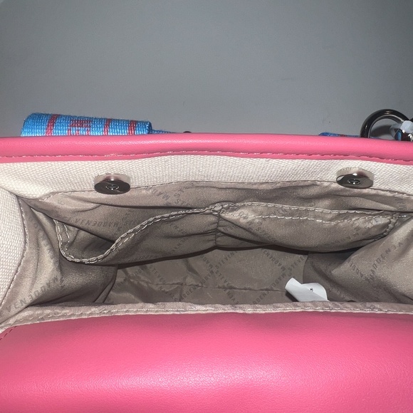New Pink Cream Steve Madden Tote Purse Bag TikTok Bwebber Blue Multi Crossbody - Picture 4 of 5